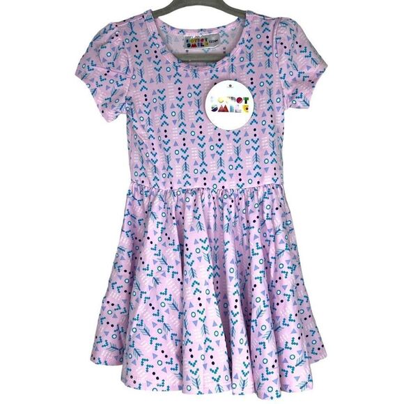 NEW Dot Dot Smile Pink Purple Arrow Cap Sleeve Dress 12-24M - Picture 1 of 6